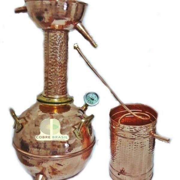 Alambique de cobre 20 litros + Termômetro - modelo capelo - 1