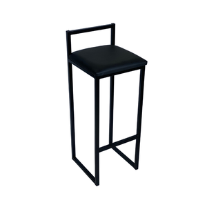 Banqueta Alta 85cm Bistrô Cozinha Balcão em Metal com Encosto Reto e Assento Estofado Preto
