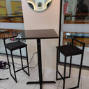 Ver imagem 2 de Banqueta Alta 85cm Bistrô Cozinha Balcão em Metal com Encosto Reto e Assento Estofado Preto