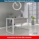 Ver imagem 2 de Mesa Escritório P25 Tub Pandin 90 Cm (larg) Tampo Mdp Cinza Pé Aço Tubular Branco