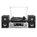 Ver imagem 2 de Vitrola Toca Discos Retro Vintage Receiver Cd Nfc Fm Bluetooth USB Raveo Concert One Vinil Reproduz