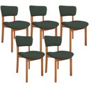 Ver imagem 1 de Kit 05 Cadeiras para Sala de Jantar Cozinha Living Estofada Dara L02 Linho Verde Musgo - Lyam Decor