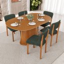 Ver imagem 2 de Kit 05 Cadeiras para Sala de Jantar Cozinha Living Estofada Dara L02 Linho Verde Musgo - Lyam Decor