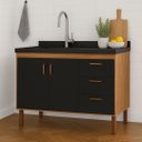 Ver imagem 2 de Gabinete de Cozinha 114 cm com 2 Portas e 3 Gavetas Balcão:Avelato/Preto