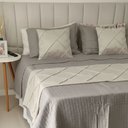 Ver imagem 1 de Peseira Drapeada Veludo Luxo 2,40x0,50m Dupla Face cama queen Bege