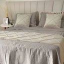 Ver imagem 2 de Peseira Drapeada Veludo Luxo 2,40x0,50m Dupla Face cama queen Bege