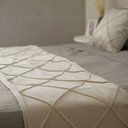 Ver imagem 3 de Peseira Drapeada Veludo Luxo 2,40x0,50m Dupla Face cama queen Bege