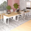 Ver imagem 1 de Mesa Trabalho Escritório 6 Pessoas 360cm Pé Metal F5 Office Cor:macadâmia com Branco