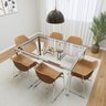 Conjunto Mesa de Jantar Retangular Tampo de Vidro 160cm X 75cm com 6 Cadeiras Lodelô - 1