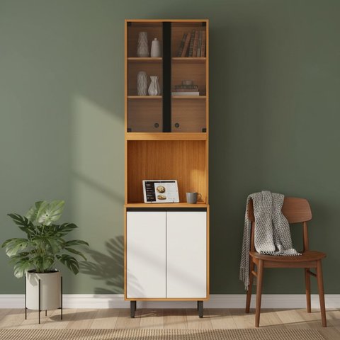 Cristaleira com LED 4 Portas 60cm Ravena Poliman Móveis