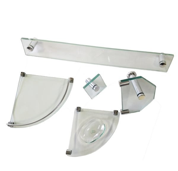 Kit acessórios banheiro de canto grade mini vidro incolor - 2