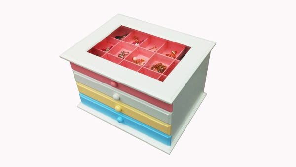 Organizadores com 04 Gavetas - Colorido-externo Branco - 1