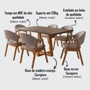 Ver imagem 2 de Mesa Jantar Julia 1,60 Freijó Pés Cerejeira 6 Cadeiras Helen Retangular Sala Jantar - Bege Linho