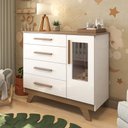 Ver imagem 1 de Cômoda Infantil 1 Porta com Janela 4 Gavetas 119cm 100% MDF Kakau Retrô Espresso Móveis