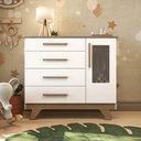 Ver imagem 2 de Cômoda Infantil 1 Porta com Janela 4 Gavetas 119cm 100% MDF Kakau Retrô Espresso Móveis