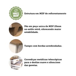 Cômoda Infantil 1 Porta com Janela 4 Gavetas em MDF Kakau Retrô  - 12