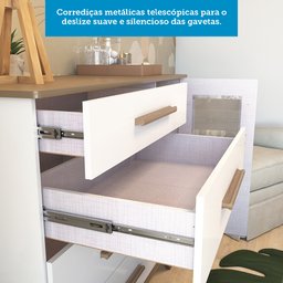 Cômoda Infantil 1 Porta com Janela 4 Gavetas em MDF Kakau Retrô  - 10