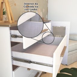 Cômoda Infantil 1 Porta com Janela 4 Gavetas em MDF Kakau Retrô  - 11