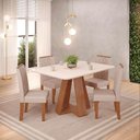 Ver imagem 2 de Mesa de Jantar Kiara Tampo Chanfrado Curvo Freijó com Quartzo