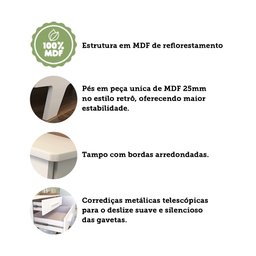 Cômoda Infantil 1 Porta 4 Gavetas em MDF Kakau Retrô  - 12