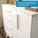 Ver mais imagens de Cômoda Infantil 1 Porta 4 Gavetas 119cm 100% MDF Kakau Retrô Yescasa Branco/Brilho