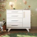 Ver imagem 2 de Cômoda Infantil 1 Porta 4 Gavetas 119cm 100% MDF Kakau Retrô Yescasa Branco/Brilho