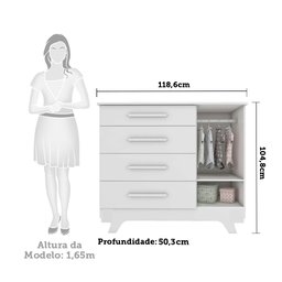 Cômoda Infantil 1 Porta 4 Gavetas em MDF Kakau Retrô  - 7