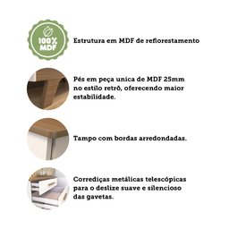Cômoda Infantil 1 Porta 4 Gavetas em MDF Kakau Retrô  - 11
