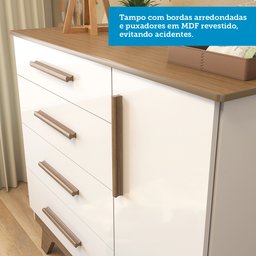 Cômoda Infantil 1 Porta 4 Gavetas em MDF Kakau Retrô  - 7