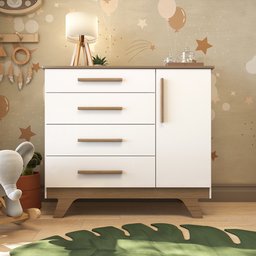 Cômoda Infantil 1 Porta 4 Gavetas em MDF Kakau Retrô  - 4