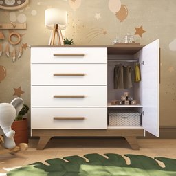 Cômoda Infantil 1 Porta 4 Gavetas em MDF Kakau Retrô  - 5
