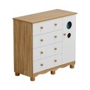 Ver imagem 1 de Cômoda Infantil Bolinha 1 Porta e 4 Gavetas Branco Brilho/amêndoa - Peroba