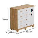 Ver imagem 2 de Cômoda Infantil Bolinha 1 Porta e 4 Gavetas Branco Brilho/amêndoa - Peroba