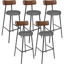 Ver imagem 1 de Kit 5 Banqueta Alta Cozinha Sala Jantar Milão L02 Couríssimo Marrom Linho Cinza Escuro - Lyam