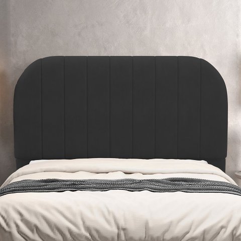 Cabeceira Cama Box Casal Estofada Orgânica 140cm Alice W01 Suede Preto - Lyam Decor