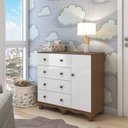 Ver imagem 1 de Cômoda Infantil 1 Porta 4 Gavetas 100% MDF Mimo Branco/Brilho/Carvalho