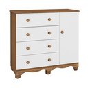 Ver imagem 2 de Cômoda Infantil 1 Porta 4 Gavetas 100% MDF Mimo Branco/Brilho/Carvalho