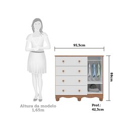 Cômoda Infantil 1 Porta 4 Gavetas 100% MDF Mimo - 3