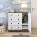 Ver imagem 4 de Cômoda Infantil 1 Porta 4 Gavetas 100% MDF Mimo Branco/Brilho/Carvalho