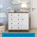 Ver imagem 6 de Cômoda Infantil 1 Porta 4 Gavetas 100% MDF Mimo Branco/Brilho/Carvalho