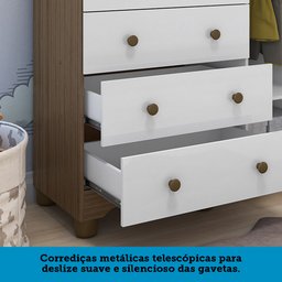 Cômoda Infantil 1 Porta 4 Gavetas 100% MDF Mimo - 5