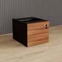 Ver imagem 1 de Gaveteiro Suspenso 33cm x 40cm 2 Gavetas com Chave para Mesa Escrivaninha de Escritório Corporate Marrom/Nogal/Preto