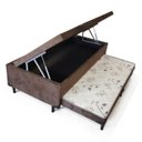 Ver imagem 2 de Cama Box Baú Solteiro com Auxiliar Marrom Sintético Espuma 88x188 com Pistao a Gás