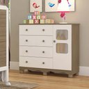 Ver imagem 1 de Cômoda Infantil 95cm 1 Porta com Janela e 4 Gavetas Mimo 100% MDF Espresso Móveis Branco/Brilho/Carvalho