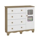 Ver imagem 2 de Cômoda Infantil 95cm 1 Porta com Janela e 4 Gavetas Mimo 100% MDF Espresso Móveis Branco/Brilho/Carvalho
