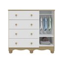 Ver imagem 3 de Cômoda Infantil 95cm 1 Porta com Janela e 4 Gavetas Mimo 100% MDF Espresso Móveis Branco/Brilho/Carvalho