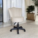 Ver imagem 1 de Cadeira Mocho Pétala Giratória para Estética Consultório Veludo Bege Bz Home Decor