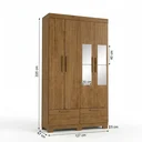 Ver imagem 3 de Guarda-Roupa Solteiro 4 Portas, 4 Gavetas, Pés e Espelho MDF Cambori Marrom/Cinamomo