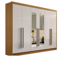 Ver imagem 1 de Guarda Roupa Casal Athos 6 Portas com Espelho 100% Mdf D`doro Móveis - Cinamomo/off White