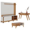 Ver imagem 1 de Estante Home Theater Jurerê 1.8 Off White Matte Freijó com Mesa de Centro Jeri Freijó Off White e